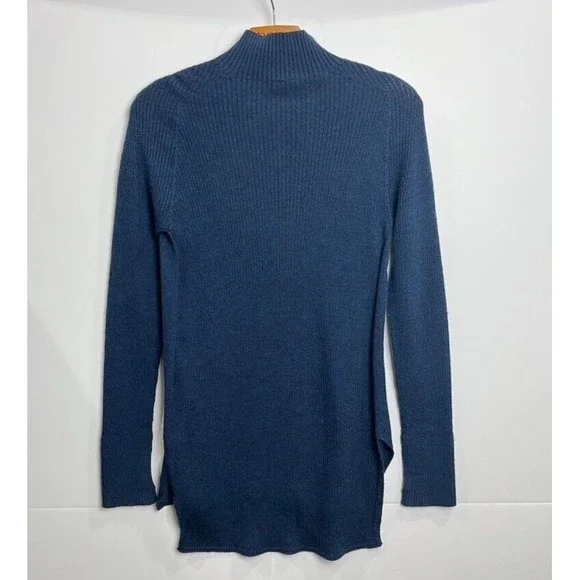 Sweaty Betty Alpine Navy Merino Wool Knit Tunic Jumper Mock Neck England Made S - Picture 6 of 10